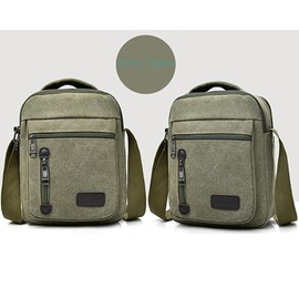 Messenger bag for Men, Vintage Canvas Crossbody Bag Shoulder Bag, Small Messenger Satchel Bag for Women, 8.8 x 11 x 3.5 inch (Army Green)