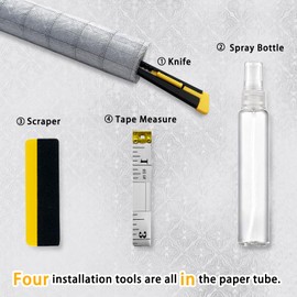 ConCus-T Window Privacy Film Stained Glass Window Film Textured Pattern Privacy Film 3D Decorative Glass Sticker, Anti-UV Sun Blocker Static Clings, 35.43" X 78.74"