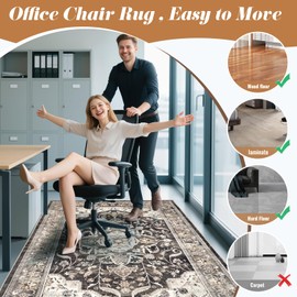 Large Office Chair Mat Desk Chair Mat for Hardwood Floor, Easy Glide for Office Home Gaming for Tile Floor,Large Floor Protector Rug,Anti-Slip, Fauxwool Three-Layer Material (Brown, 48x60)