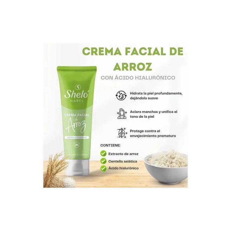 Crema Facial De Arroz/ Aclara & Unifica El Tono Shelo