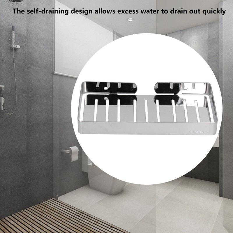 Soap Dish Shelf 304 Stainless Steel Bathroom Hollow Self Draining