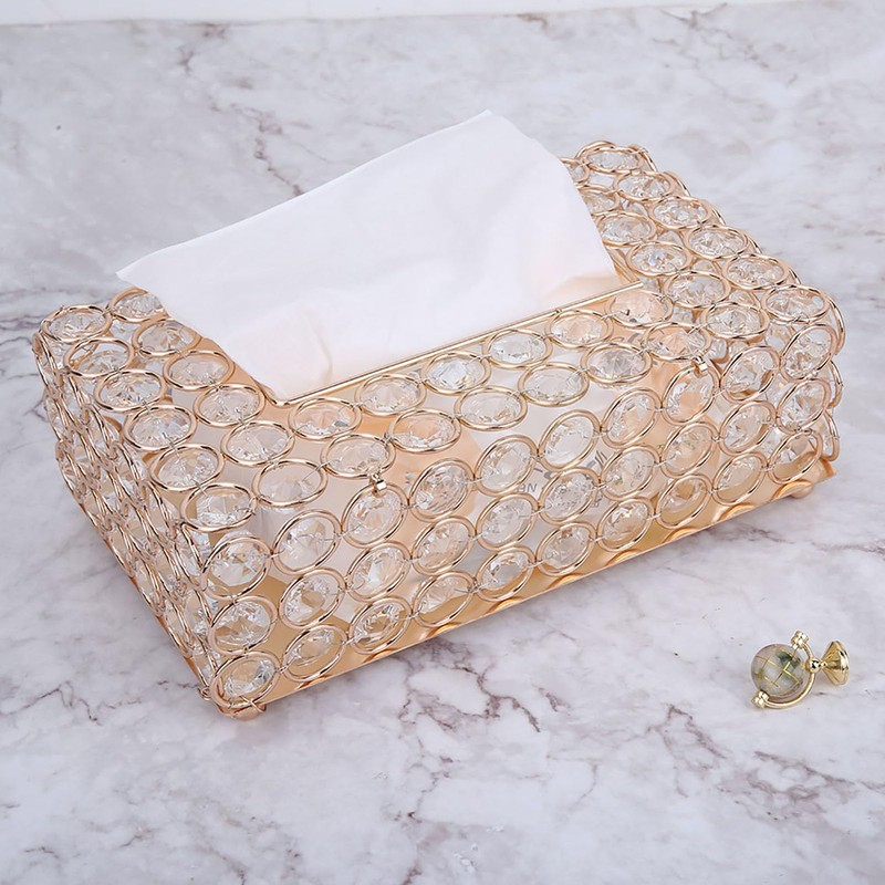 Crystal Tissue Box Holder, Rectangular Tissue Organizer Crystal Facial Tissue