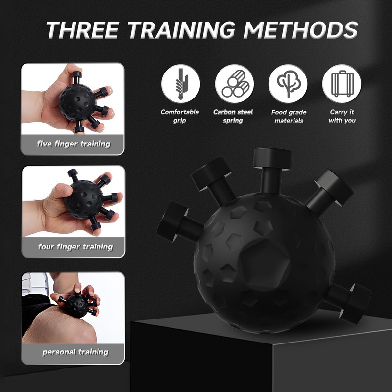 Lets Joy Finger Grip Strengthener, Black Hand Grip Trainer, Hand