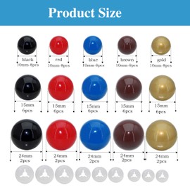BESTCYC 1Box(80pcs) 3Size 5Colors Threaded Shank Design Plastic Safety Eyes Craft Eyes with Washers for Crafts DIY Amigurumi Stuffed Animal, Toy, Doll DIY Making Supplies (Blue+Red+Gold+Brown+Black)