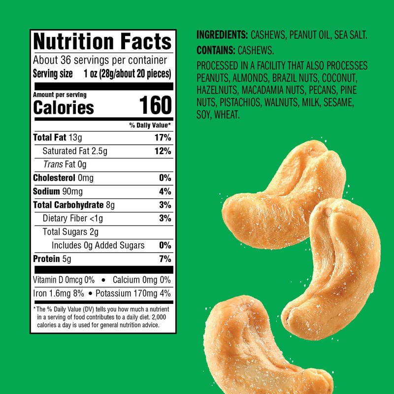 Emerald Nuts Roasted and Salted Whole Cashews (1-Pack), 5oz Resealable