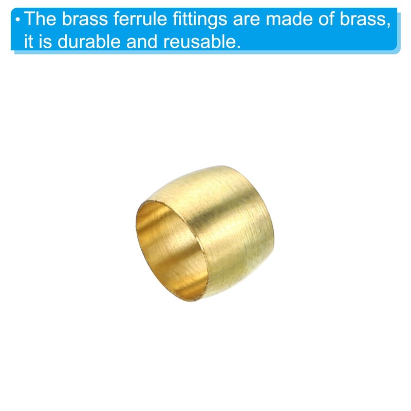 PATIKIL Brass 6mm Compression Sleeves Ferrules, 25 Pack Brass Compression