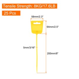 sourcing map 25pcs Marker Cable Zip Ties, 10 Inch Self-Locking Nylon Labels Zip Tie Wraps, Wire Tags Zip Ties for Indoor and Outdoor, 3/16", Yellow
