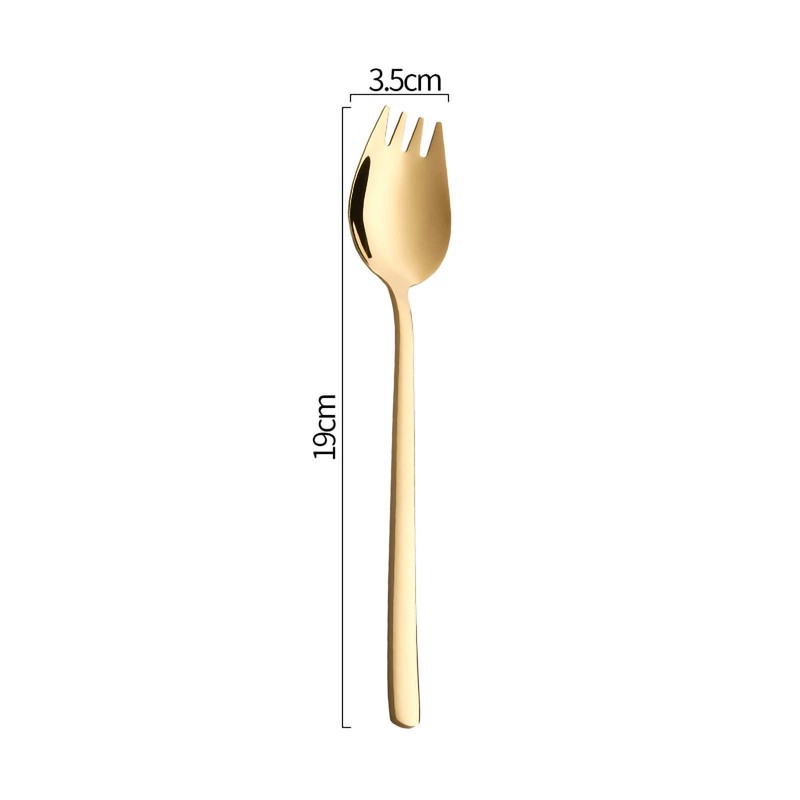 Sporks Stainless Steel Gold 6-Pack Dessert Salad Flatware Set 7.5