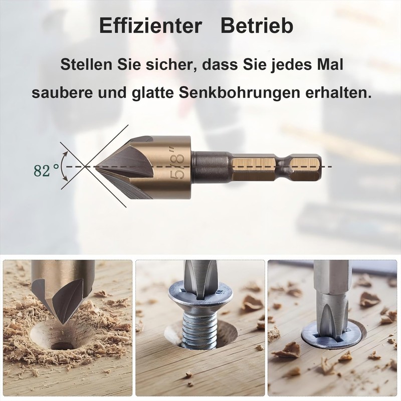KEWAYO Countersink Drill Bit Set for Metal, Countersink 82°, Countersink