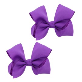 3 Inch Grosgrain Bow for Little Girls- Set of 2 (Purple)