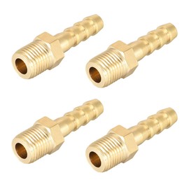 sourcing map Brass Connector Metric Male to Barb Hose 6mm x M10x1 (Pack of 4)
