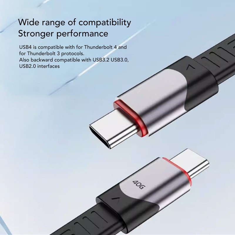 USB 4.0 Cable Fast Charging 40Gbps Flat Short PD60W Type