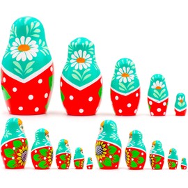 AEVVV Russian Nesting Dolls Set of 5 pcs - Russian Doll with Sunflower Decorations - Matryoshka Doll with Sunflowers - Sunflower Decor - Sunflower Gifts