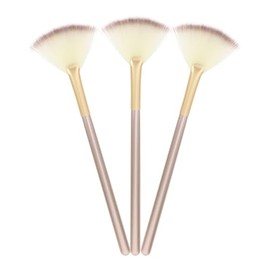 Beavorty 3 Piezas Cepillo De Maquillaje Cepillo De Ventilador Cepillo De Abanico Para Resaltador Pinceles De Maquillaje Facial Aplicador De Mascarilla Mango de maderas Acrílico Mango Largo