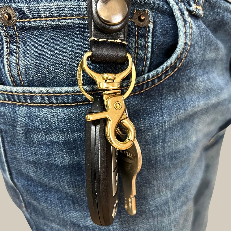 Belfore, Genuine Brass Strap, Made in Japan, Cowhide Leather, Black,