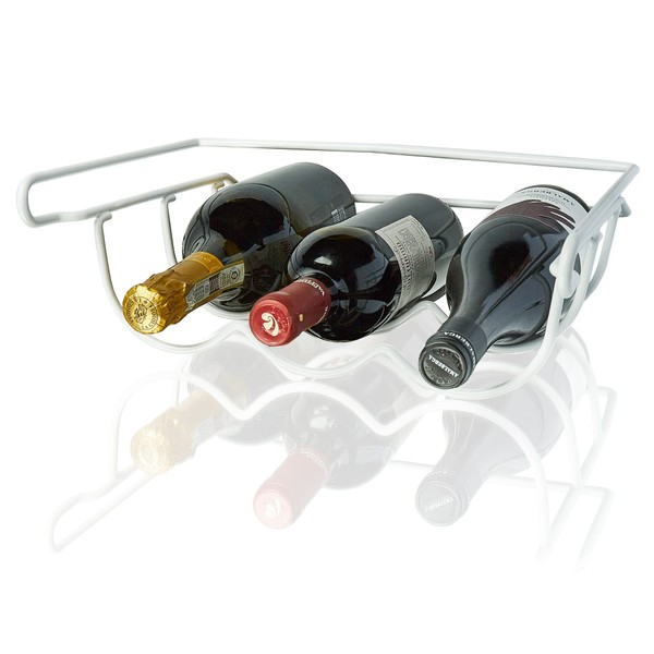 BearTop Wine Holder for e.g. Fridge White Painted Metal Rustproof Stable Up to 4 Bottles