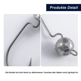 Goture Pack of 50 Fishing Hooks Jig Heads 3.5 g, Worm Hooks, Sharp Jig Hooks, Dropshot Hooks for Rubber Fish, Carp Lead Head Fishing Hooks, Offset Fishing Hooks, Jig Head Set, Jig Hook Set