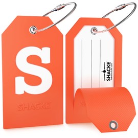 Initial Luggage Tag with Full Privacy Cover and Stainless Steel Loop – (Letter S)
