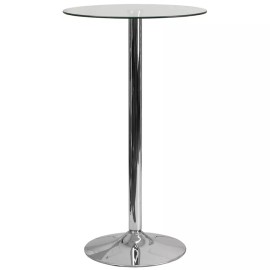 Flash Furniture Round Glass Table, Clear/Chrome Base - CH-3-GG