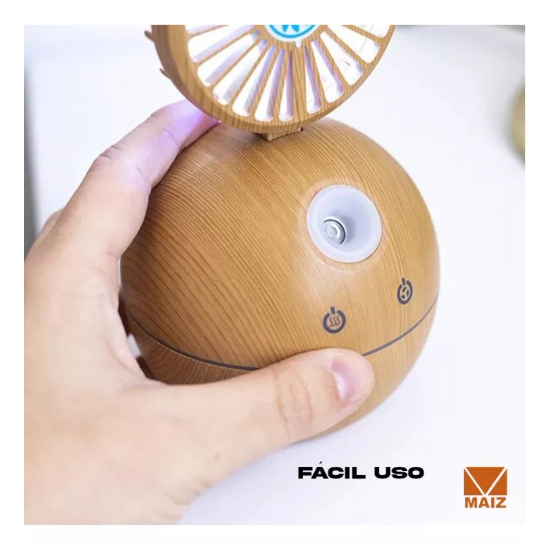 Maíz 3pzs Humidificador Difusor Ventilador Aromaterapia Luz Led