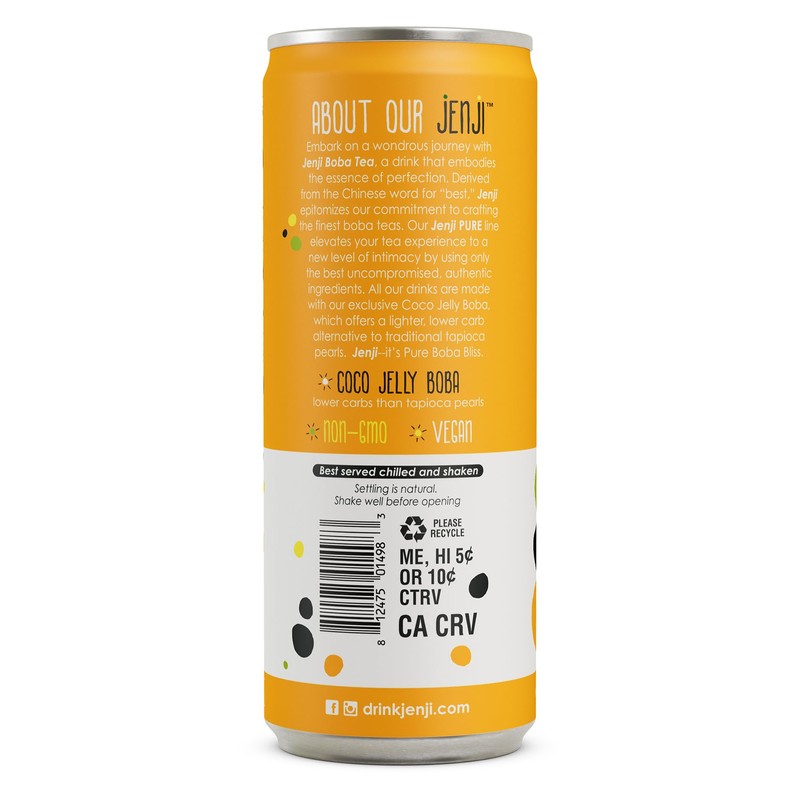 Jenji Pure Boba Tea, Mango Latte Flavor | 10.8 fl