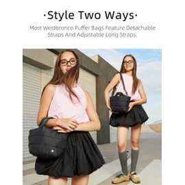 WESTBRONCO Mini Puffer Bag Quilted Crossbody Bags for Women Small Puffy Purse Nylon Shoulder Handbag with Adjustable Strap, Black-horizontal Stripe, Medium, Lightweight