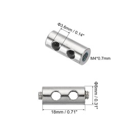 PATIKIL 18x8mm Wire Rope Clips Set, 3.6mm Hole 10 Pcs Steel Double Holes Lock Cable Clamps Clip with M4x0.7 Hexagon Screws Spanner for Cable DIY, Silver