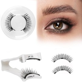 Pestañas Magnéticas Pestañas Postizas de Aspecto Natural con Aplicador Sin Pegamento Kit de Pestanas Falsas Magnéticas Pestanas Banda Transparente Wispy Reutilizables sin Eyeliner (Lv03)