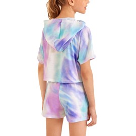 Girls Tie Dye Clothes Outfits Two Piece Lounge Set Jogger Suits Sweatsuits Tracksuits Sweatshirts Tops Hoodies Shorts Sets Size 6