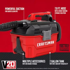 Craftsman 47121600 Wet/Dry Red Corded Portable Vacuum Cleaner