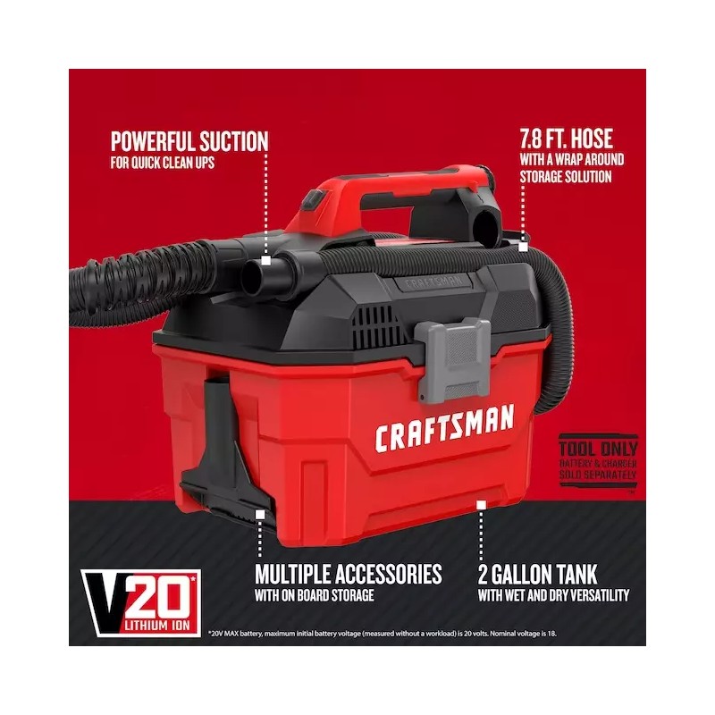 Craftsman 47121600 Wet/Dry Red Corded Portable Vacuum Cleaner