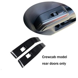 JSTOTRIM Crewcab Rear Doors 2pcs Carbon Fiber Look Interior Door armrest Window Switch Panel Cover Trim for Toyota Tacoma 2016-2020