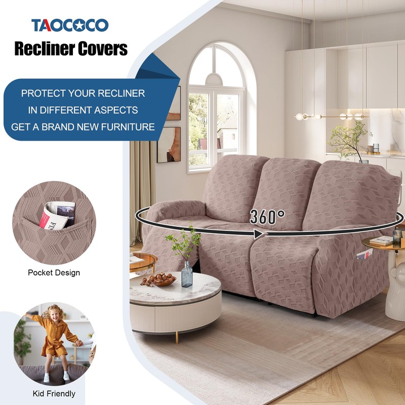 TAOCOCO Recliner Sofa Covers Stretch Reclining Couch Cover, Jacquard Recliner