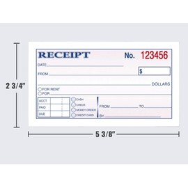1InTheOffice Money and Rent Receipt, 2-3/4 x 5-3/8 Inches, 2-Parts, Carbonless, White/Canary, 50 Sets per Book (4 Books)