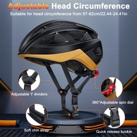 Bike Helmet Adult Men Women Lightweight Bicycle Helmet with USB Rechargeable LED Rear Light & Removable Liner, Breathable Bike Helmet with Light, for Mountain Road Bike Skateboard Scooter