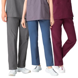 Anfamier Nurse Pants, Cotton Blend, Fully Elastic, Unisex, Side Pockets, Hem Refreshing, Nursing, navy