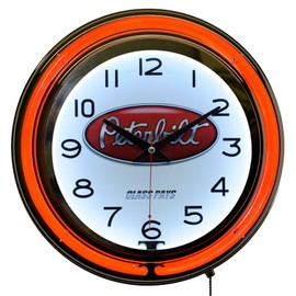 Peterbilt Trucks Class Pay Red Double Neon Advertising Clock Man Cave Garage Decor