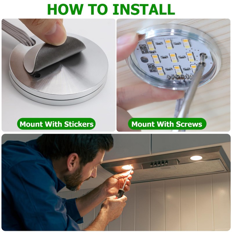 AIBOO Under Cabinet Lighting Kit, 16 Pack Dimmable RGB and