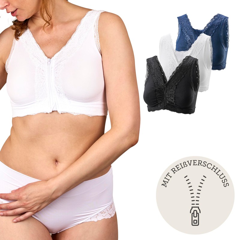 Basic Treasure Pack of 3 Seamless Comfort Bra with Zip,