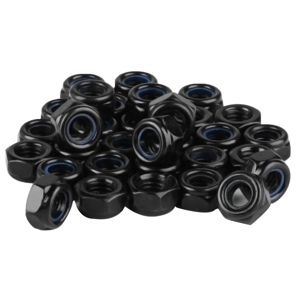 Set of 45 M8 Nuts, Self-Locking Nuts, Black, Hexagonal Nuts,