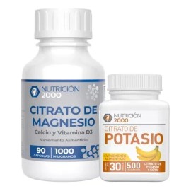 Kit Citrato De Magnesio 90 Cáps + Citrato De Potasio 30 Cápsl Sabor Sin Sabor lContribuyen a una mejor hidratación y equilibrio mineral en el cuerpo lAyudando a reducir el cansancio y el estrés.