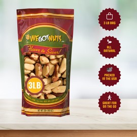 We Got Nuts, Roasted Salted Brazil Nuts, Whole, Shelled, 3 Lbs., Packed Fresh in a Resealable Bag, Gluten Free, Protein Rich, Vegan Friendly, Healthy Snack, With No Preservatives