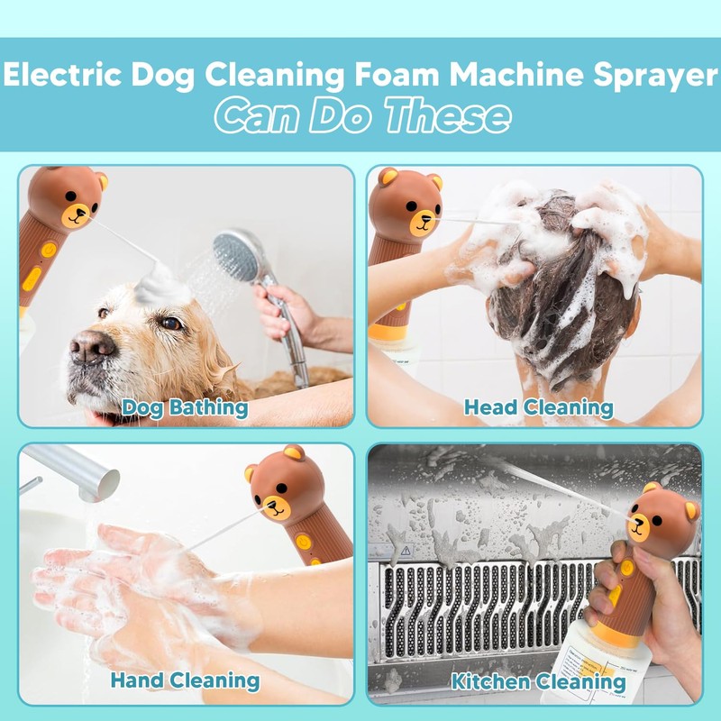 Electric Dog Cleaning Foam Machine Sprayer, Deep Cleaning pet Fur,