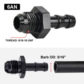 EVIL ENERGY 6AN Male to 5/16" Barb Push on Fitting Adapter Aluminum 2PCS