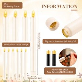 FillTouch 30 Pcs Gold Candlestick Holders with Flameless Taper Candles Bulk