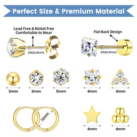 Nunpag Ear Piercing Kit – 28 Pcs Self-Disposable Piercing Guns with 16 Stylish Gold-Plated Stud & Hoop Earrings, 6 Cleaning Pads – Easy, Safe & Painless DIY Ear Piercing Kit for Home Use