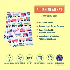 Wildkin Plush Baby Blanket – Soft & Cozy Comfort, Ideal for Toddlers, Travel & Daycare - Trains, Planes, and Trucks