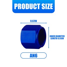 HZEL 6AN Car Flare Cap Block off Fitting Plug, 2PCS Aluminum Alloy Swivel Female Flare Cover for Blocking off Fuel Line E85, Hex Head Nut Port Adapter, Universal Automotive Accessories (Blue)