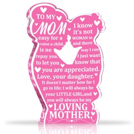 DPKOW Mothers Day Present, Mother and Daughter Gifts Mothers Day Acrylic Plaque Decorations, Mum Gifts from Daughter, Best Mum Birthday Gifts for Mom from Daughter