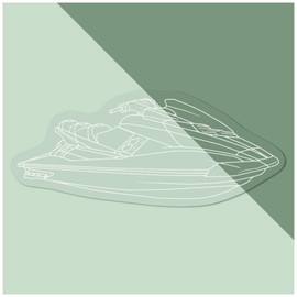Small 100mm 'Jet Ski' Clear Static Window Cling Sticker/Decal (White) (WC00063295)